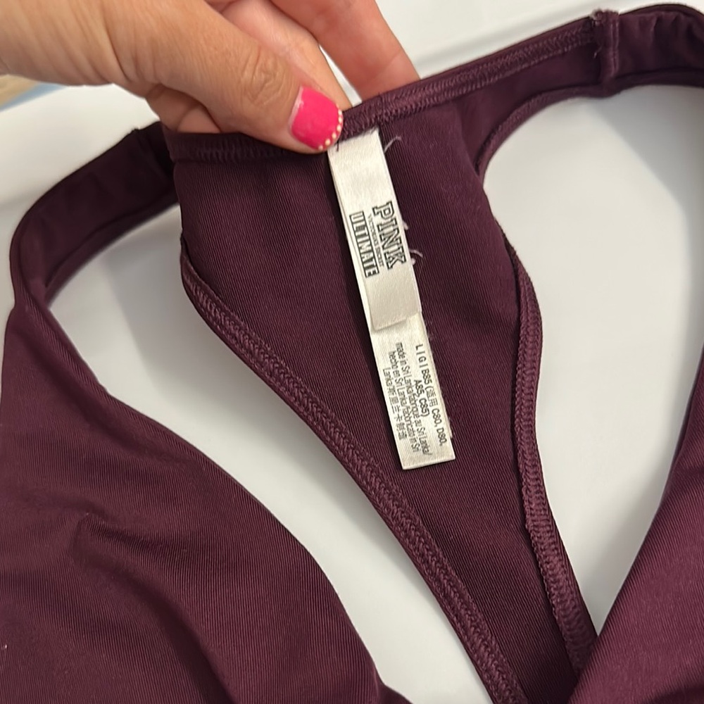 PINK Victoria's Secret Maroon Swim Top with V-Neck Twist Size Large - Picture 2 of 4